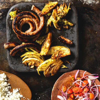 Sauteed cabbage, boerewors and ushatini