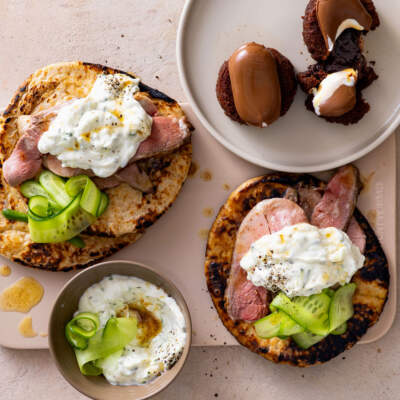 Leftover lamb pitas
