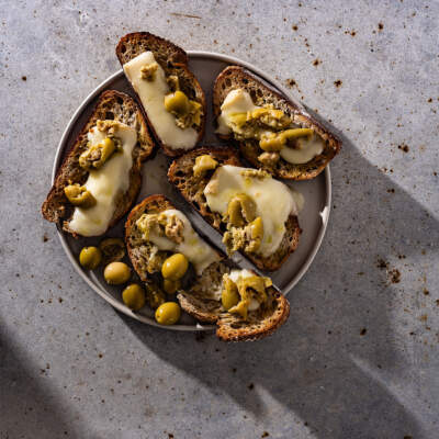 Taleggio-and-green olive bruschetta