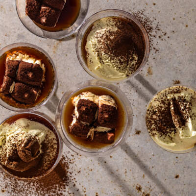 Tiramisu-pistachio affogato
