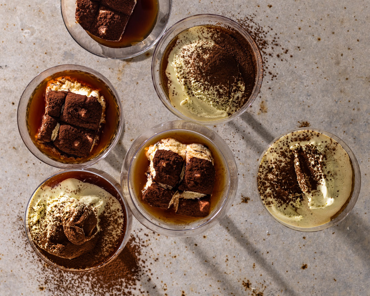 Tiramisu-pistachio affogato