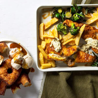 Battered fish and chips