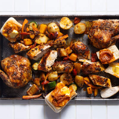 Tuscan chicken with roast vegetables