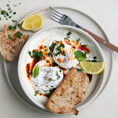 Turkish eggs with sumac and rose harissa